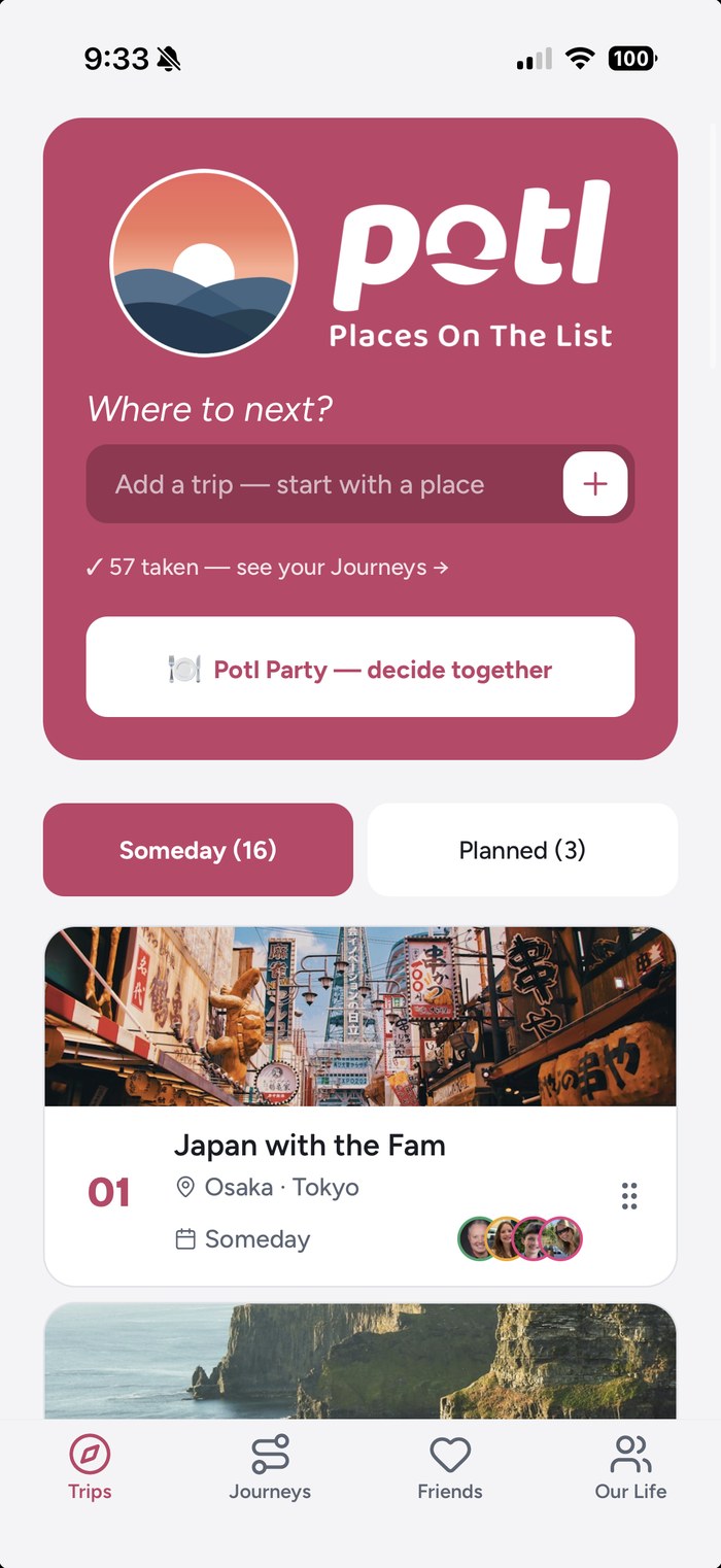 Potl Someday wishlist on iPhone